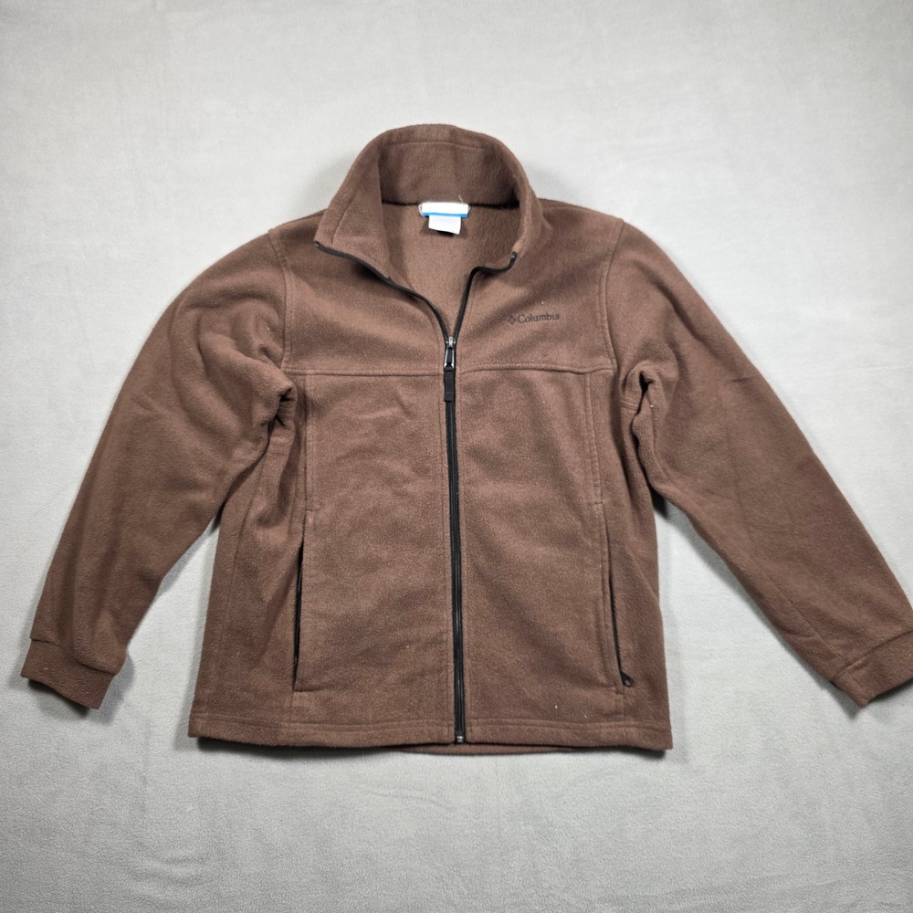 Columbia Fleece Boys Large Brown Full Zip‎ Steens Mountain Solid